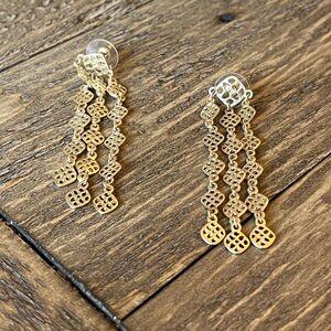 NEW MARLYN SCHIFF 3” Tassel Earrings in Matte Gold Tone